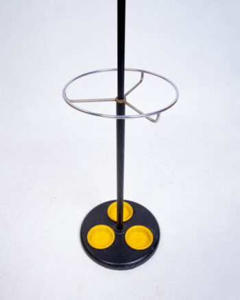 Mid Century Metal Coat Rack with Yellow Accents