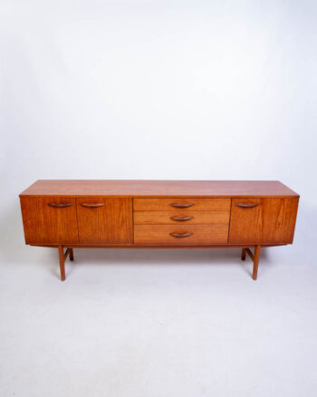Mid-Century Teak Sideboard with Three Drawers and Two Doors