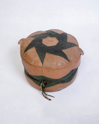 Vintage Leather Footstool with Patchwork Design