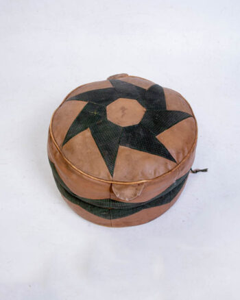 Vintage Leather Footstool with Patchwork Design