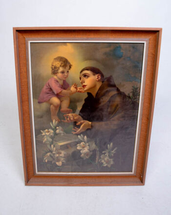Vintage Religious Print of Saint Anthony with Child