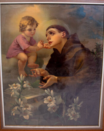 Vintage Religious Print of Saint Anthony with Child
