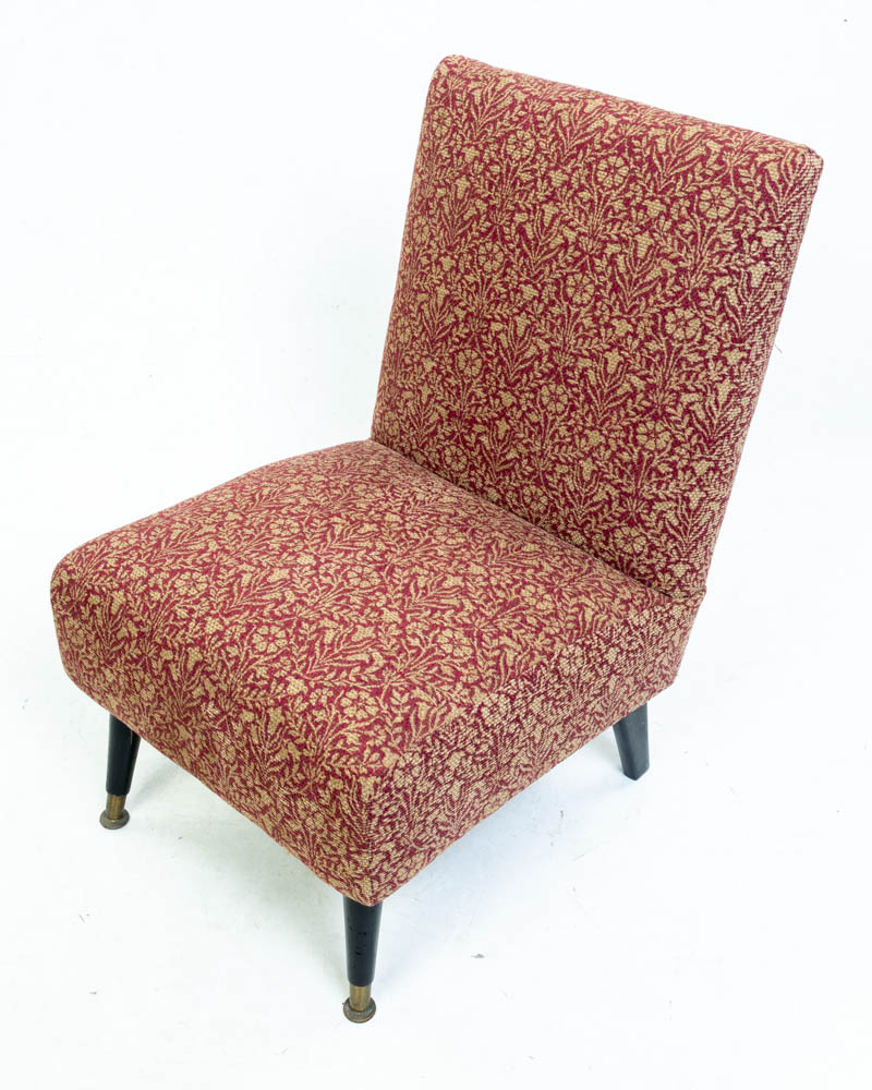 Mid-Century Lounge Chair with Black Legs freshly reupholstered in William Morris Bellflowers Weave