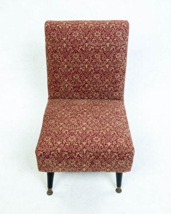 Mid-Century Lounge Chair with Black Legs freshly reupholstered in William Morris Bellflowers Weave