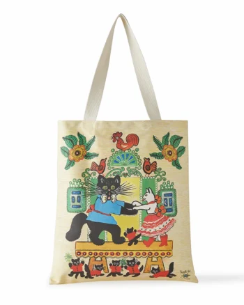 Colourful Tote Bag Dancing Cats