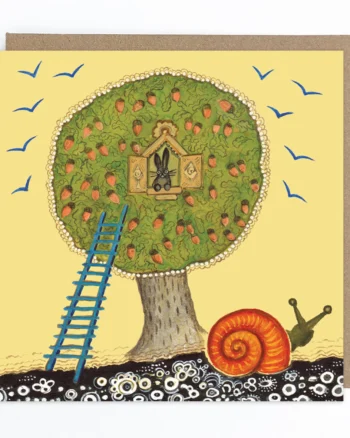 Hare in the Oak Tree and Giant Snail Greeting Card