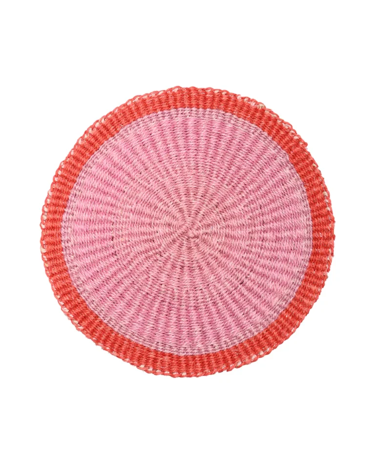 JINA: Red & Dusky Pink Woven Hand Made Placemat