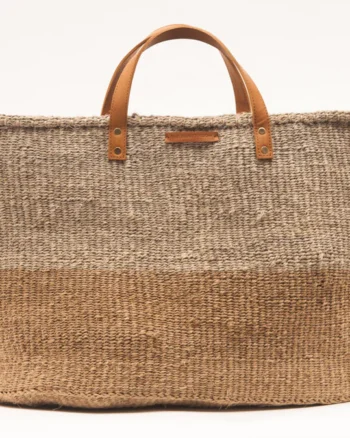 KAZA: Brown & Grey Two Tone Woven Shopper