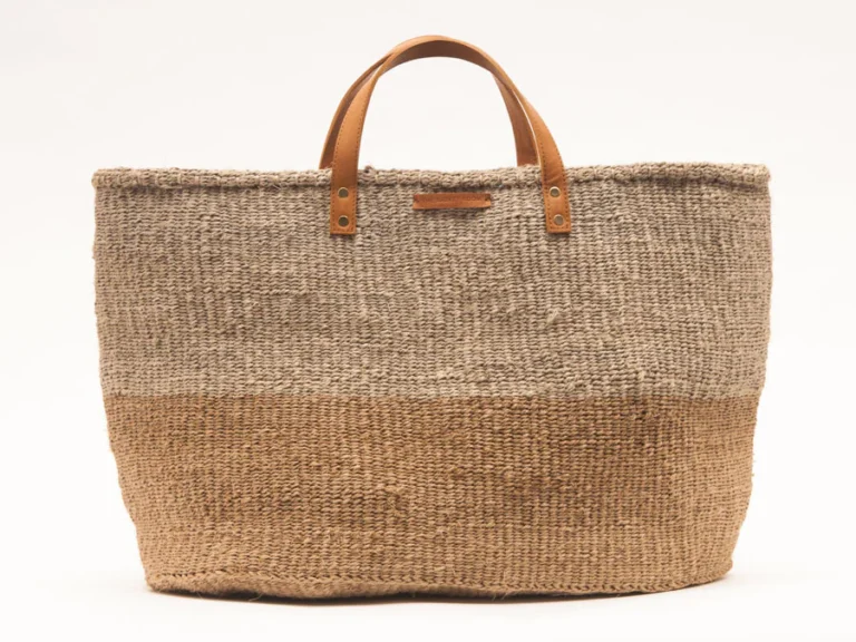 KAZA: Brown & Grey Two Tone Woven Shopper