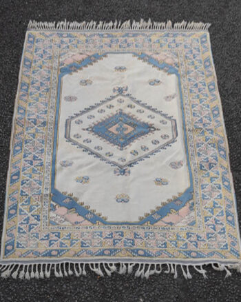 Vintage Turkish Full Pile Kars Style Cream Wool Rug – MR02