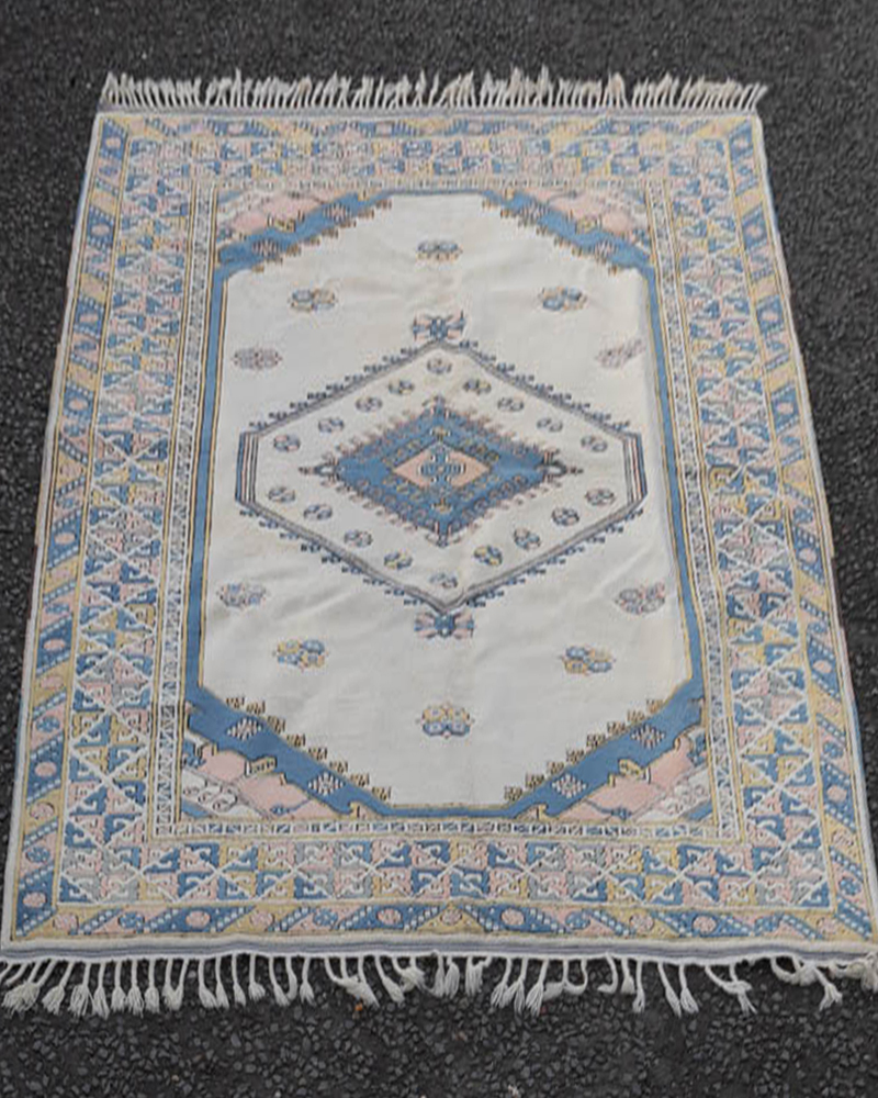 Vintage Turkish Full Pile Kars Style Cream Wool Rug – MR02