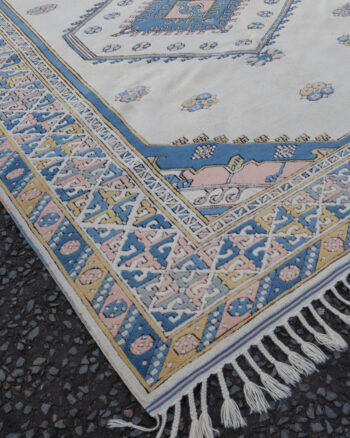 Vintage Turkish Full Pile Kars Style Cream Wool Rug – MR02