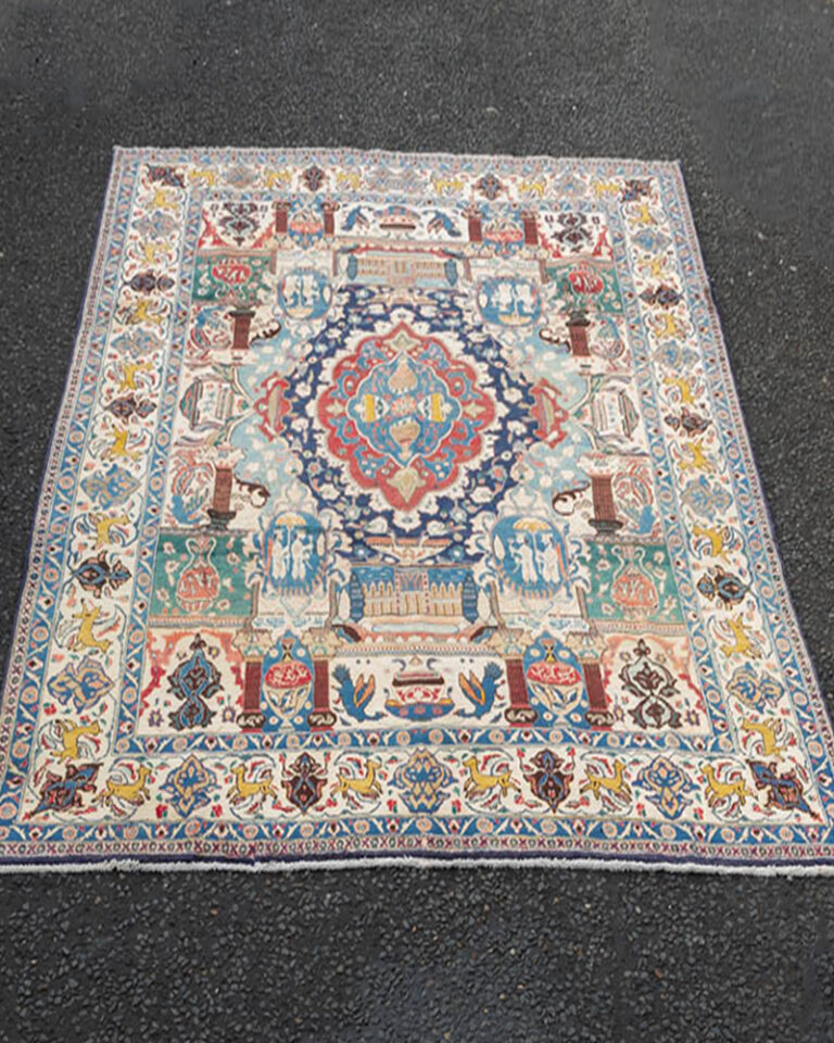 Hand-Woven Persian Kashmir Wool Carpet with Animals - MR06