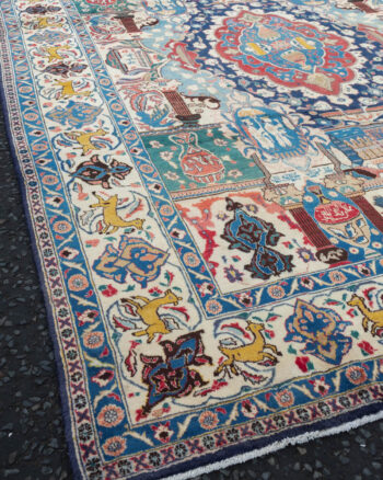 Hand-Woven Persian Kashmir Wool Carpet with Animals – MR06
