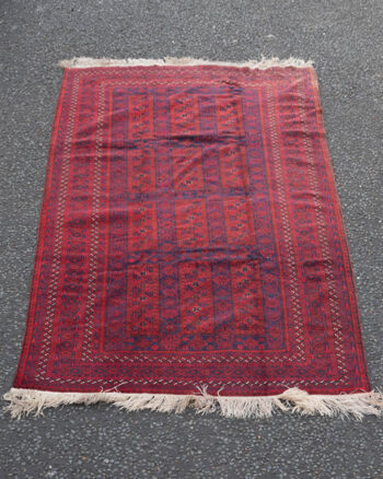 Fine Hand Woven Turkmen Wool Carpet Red and Blue – MR07