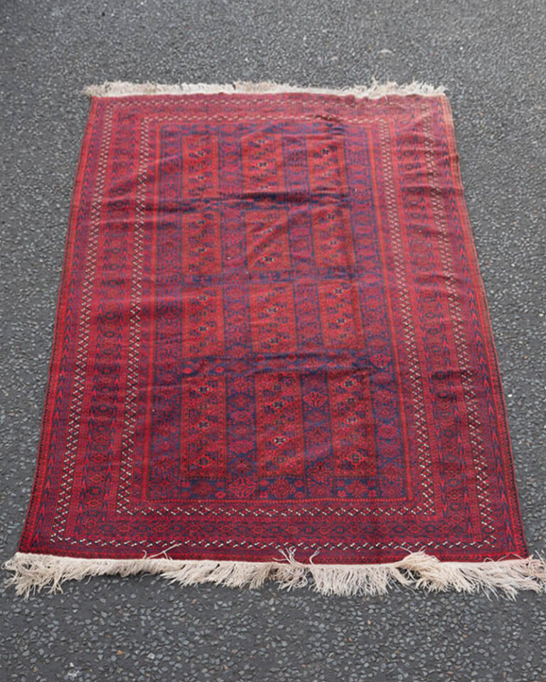 Fine Hand Woven Turkmen Wool Carpet Red and Blue - MR07