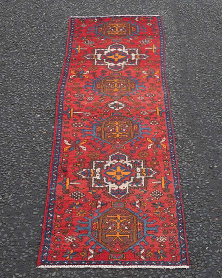 Persian Heriz Wool Runner Rug with Geometric Designs - MR10