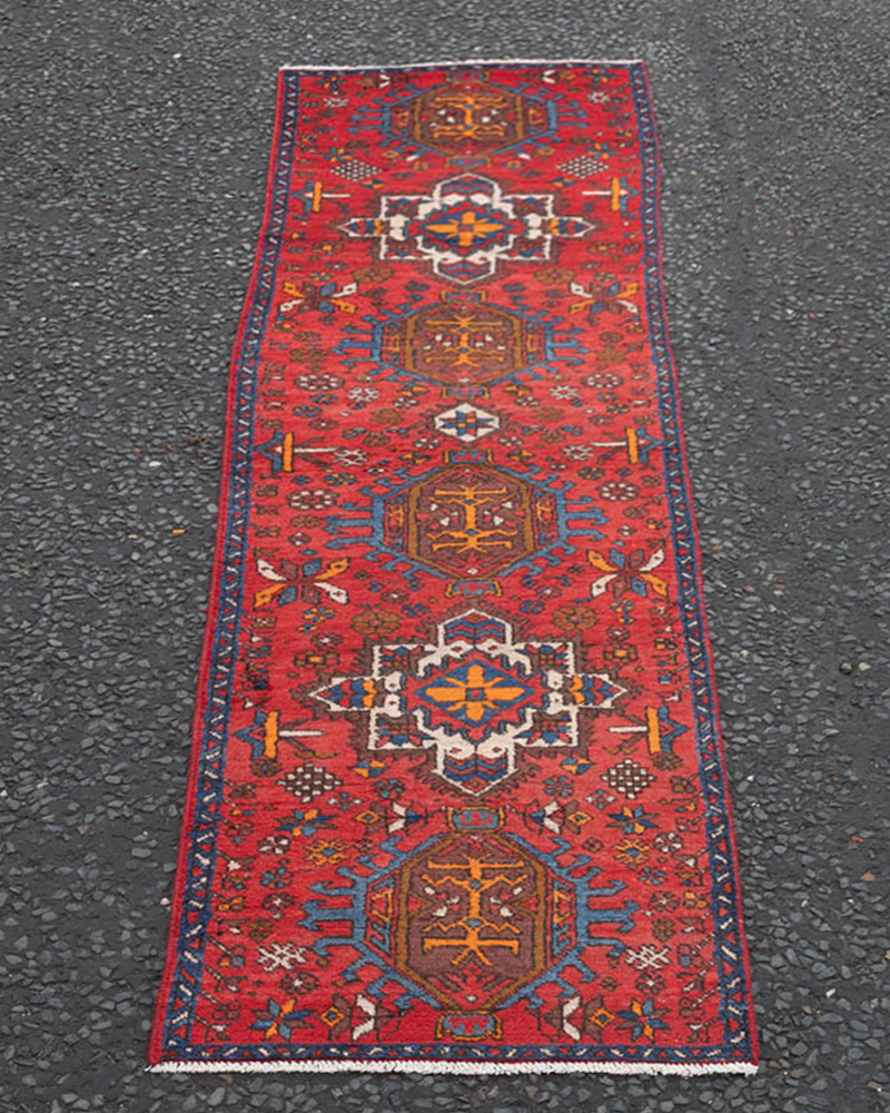 Persian Heriz Wool Runner Rug with Geometric Designs – MR10