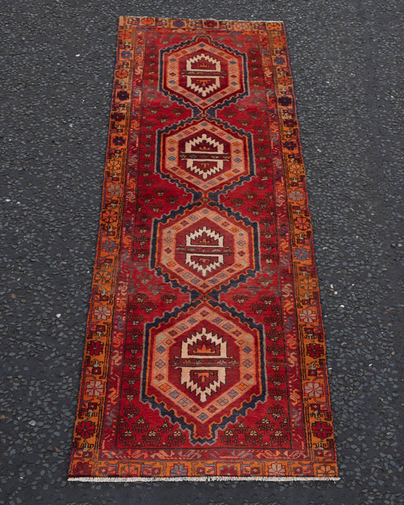 Northern Iran Wool Runner Rug with Geometric Medallions – MR14