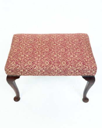 Vcitorian Newly Upholstered Footstool / Piano Stool with Cabriole Legs