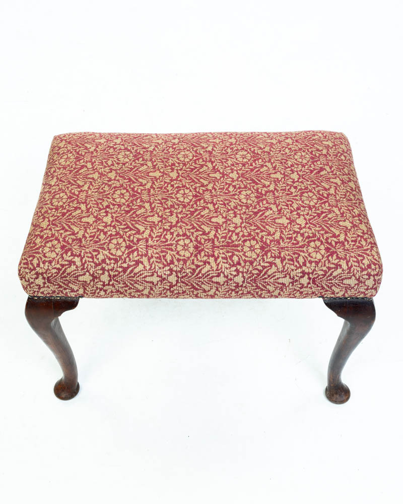 Vcitorian Newly Upholstered Footstool / Piano Stool with Cabriole Legs