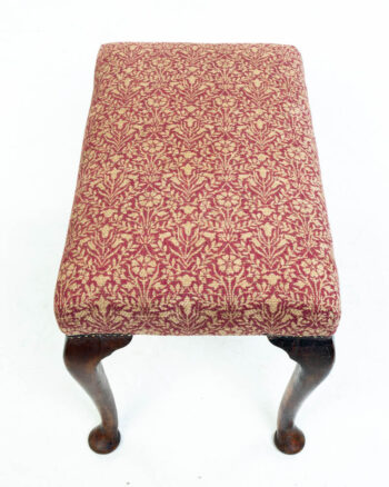 Vcitorian Newly Upholstered Footstool / Piano Stool with Cabriole Legs