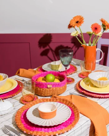 ZUBERI: Hot Pink & Orange Woven Placemat