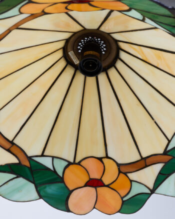 Vintage Stained Glass Ceiling Light with Floral Design