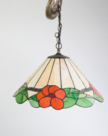 Vintage Stained Glass Pendant Light with Floral Design