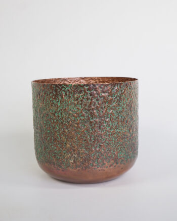 Hammered Copper Verdigris Planter Pot with Textured Finish