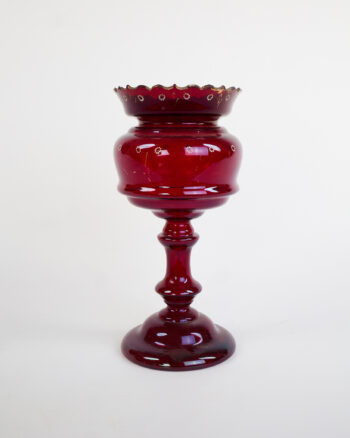 Victorian Cranberry Glass Epergne with Floral Gilding