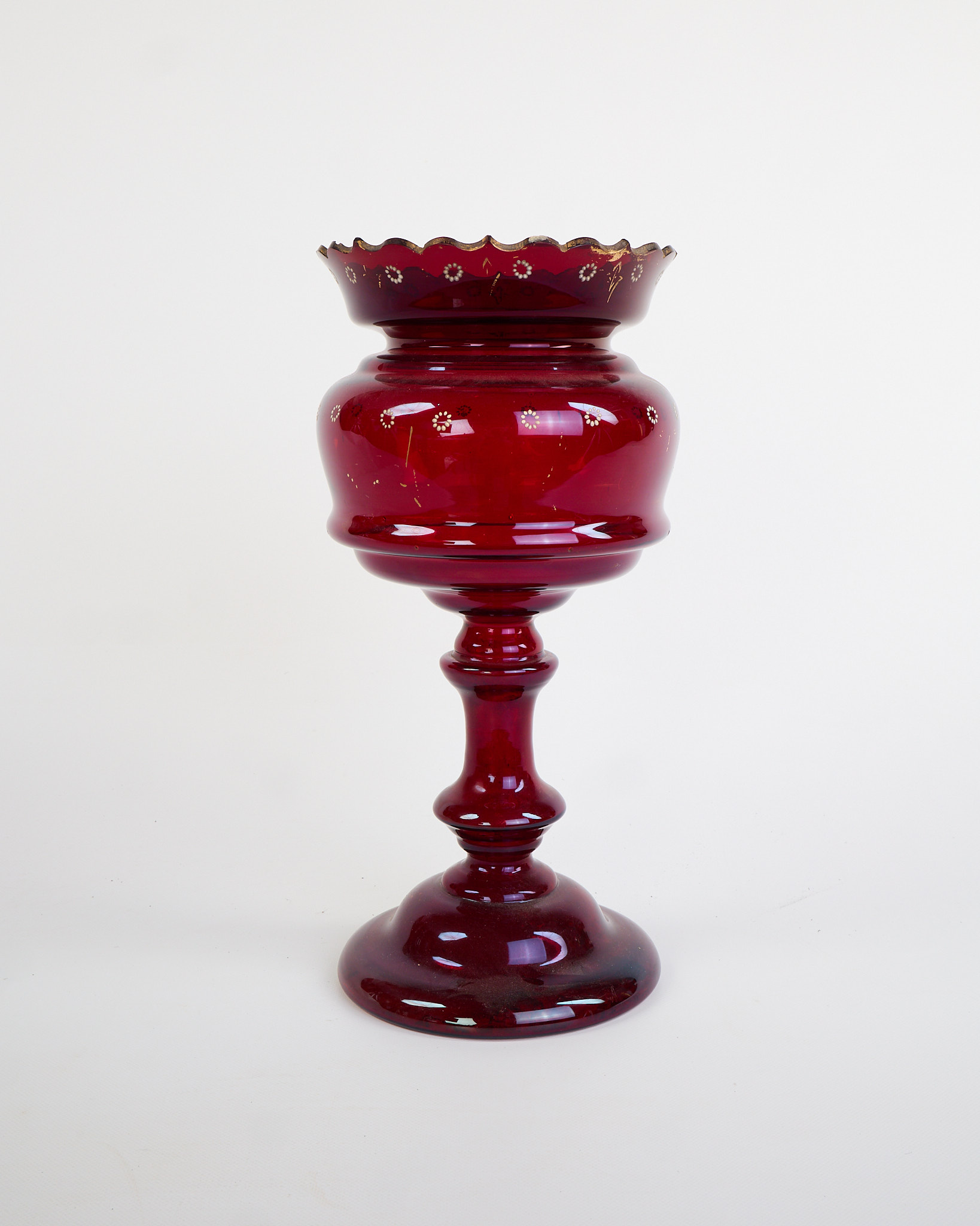 Victorian Cranberry Glass Epergne with Floral Gilding