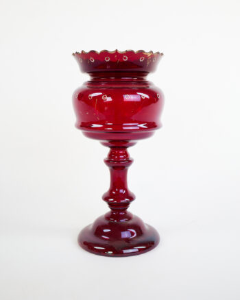 Victorian Cranberry Glass Epergne with Floral Gilding