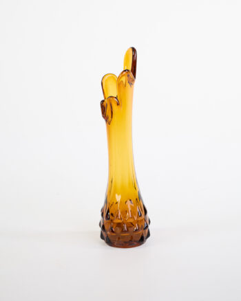 Vintage Empoli Amber Glass Vase with Geometric Base