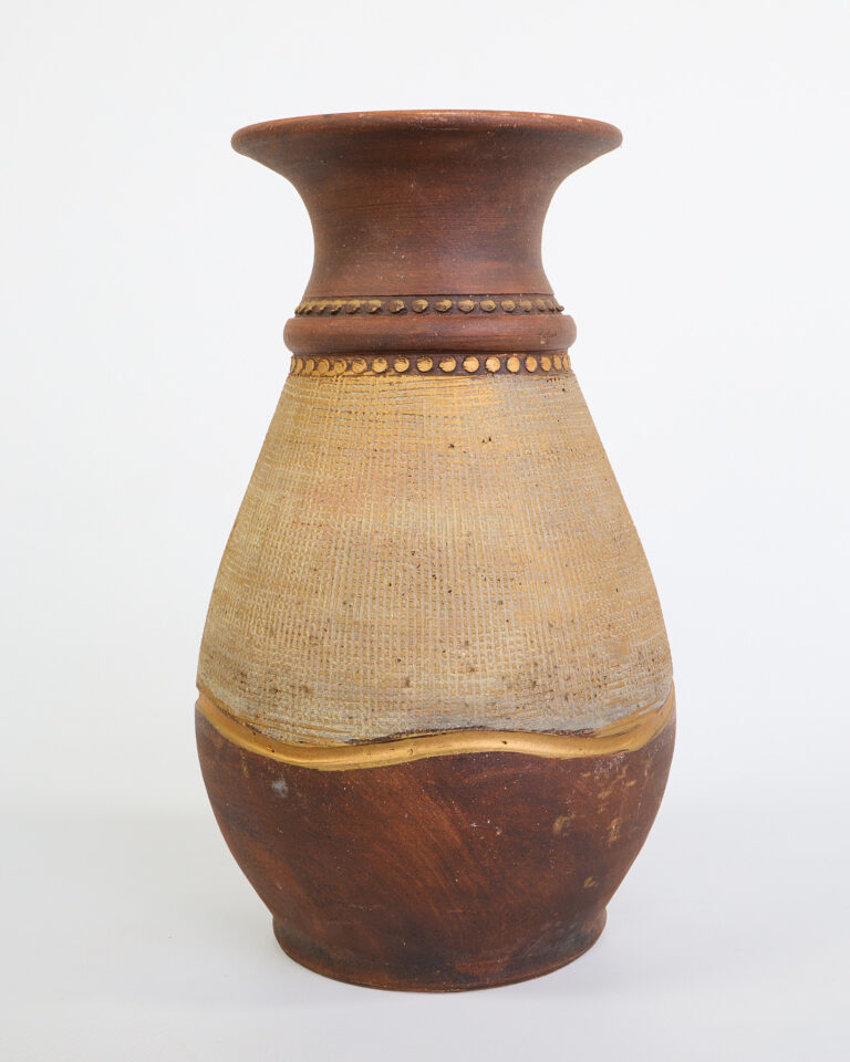 Vintage Ceramic Vase with Embossed Details