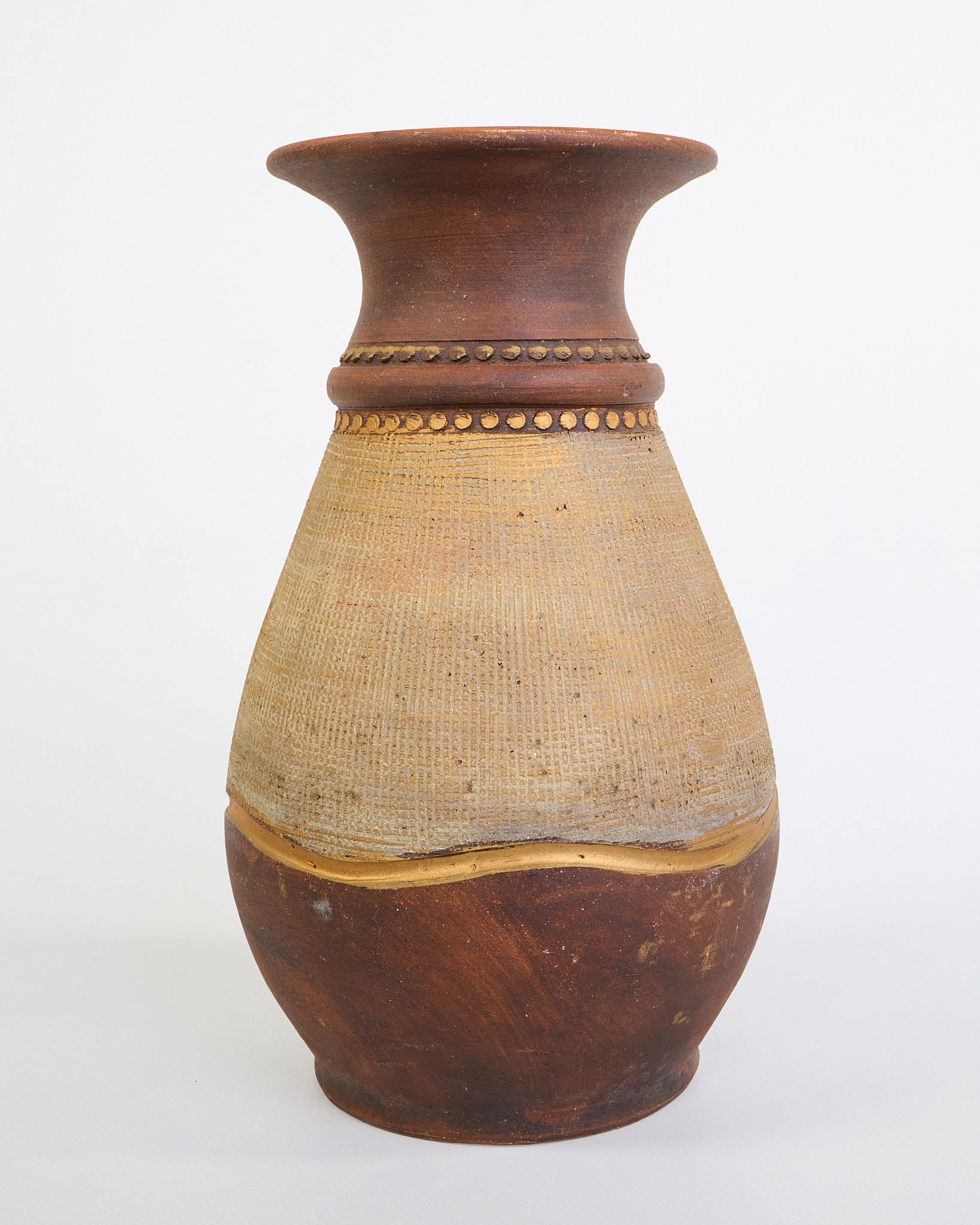 Vintage Ceramic Vase with Embossed Details