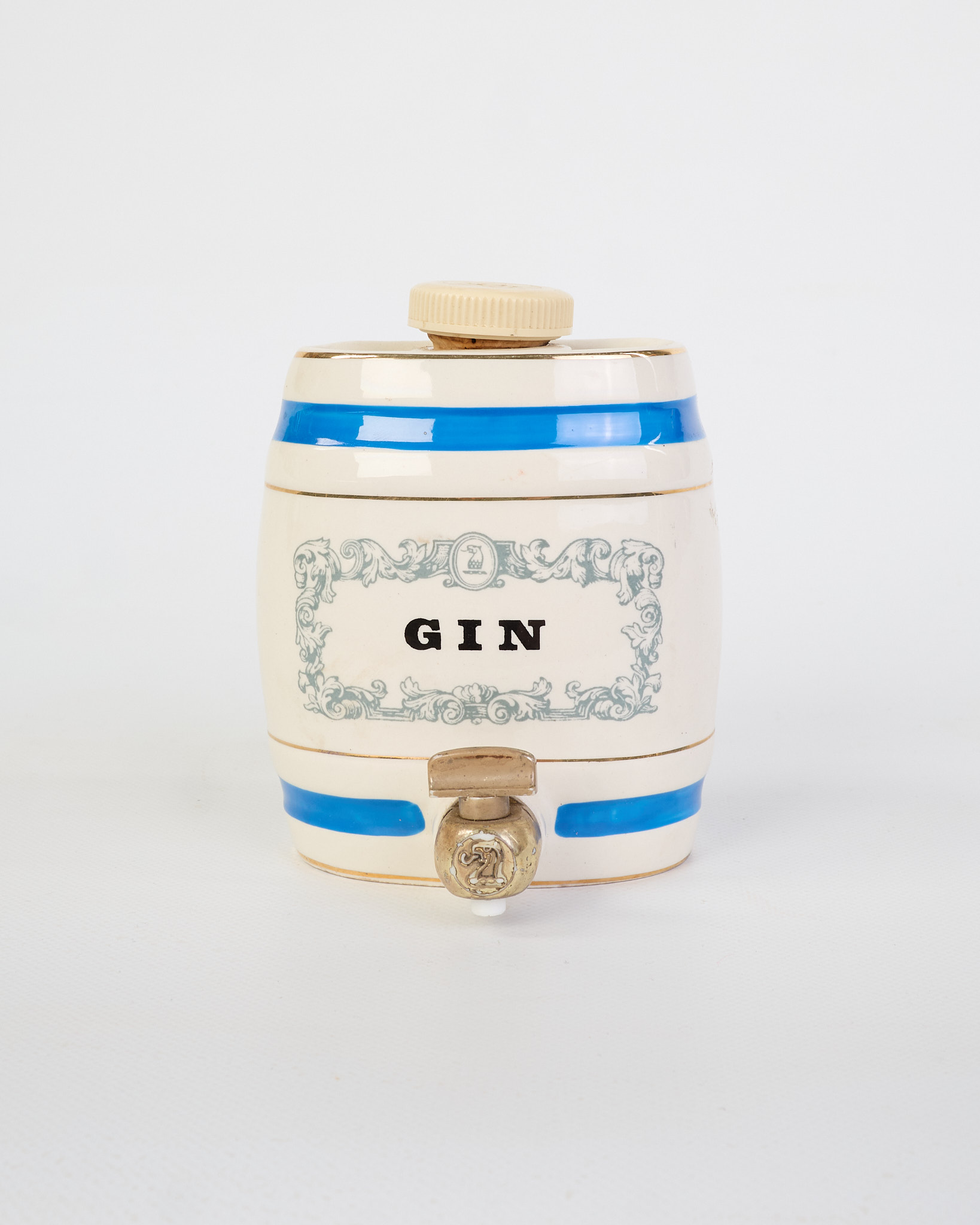 Vintage Gilbey’s Ceramic Gin Dispenser with Metal Tap