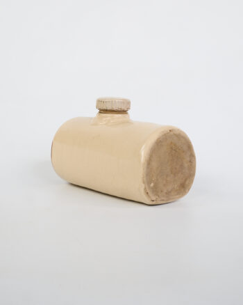 Vintage Stoneware Hot Water Bottle with Brown Trim