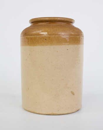Vintage Stoneware Storage Jar with Brown Glaze Top