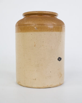 Vintage Stoneware Storage Jar with Brown Glaze Top