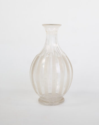Antique Clear Glass Bottle with Ribbed Design
