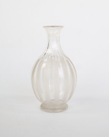 Antique Clear Glass Bottle with Ribbed Design