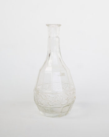 Vintage Clear Glass Decanter with Floral Base Detail