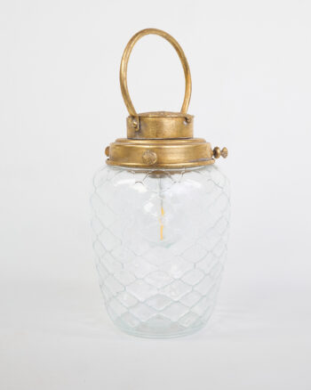 Glass and Metal Lantern with Handle