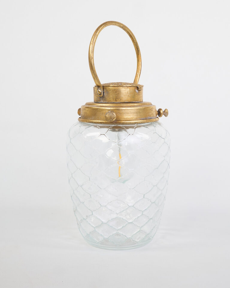 Glass and Metal Lantern with Handle