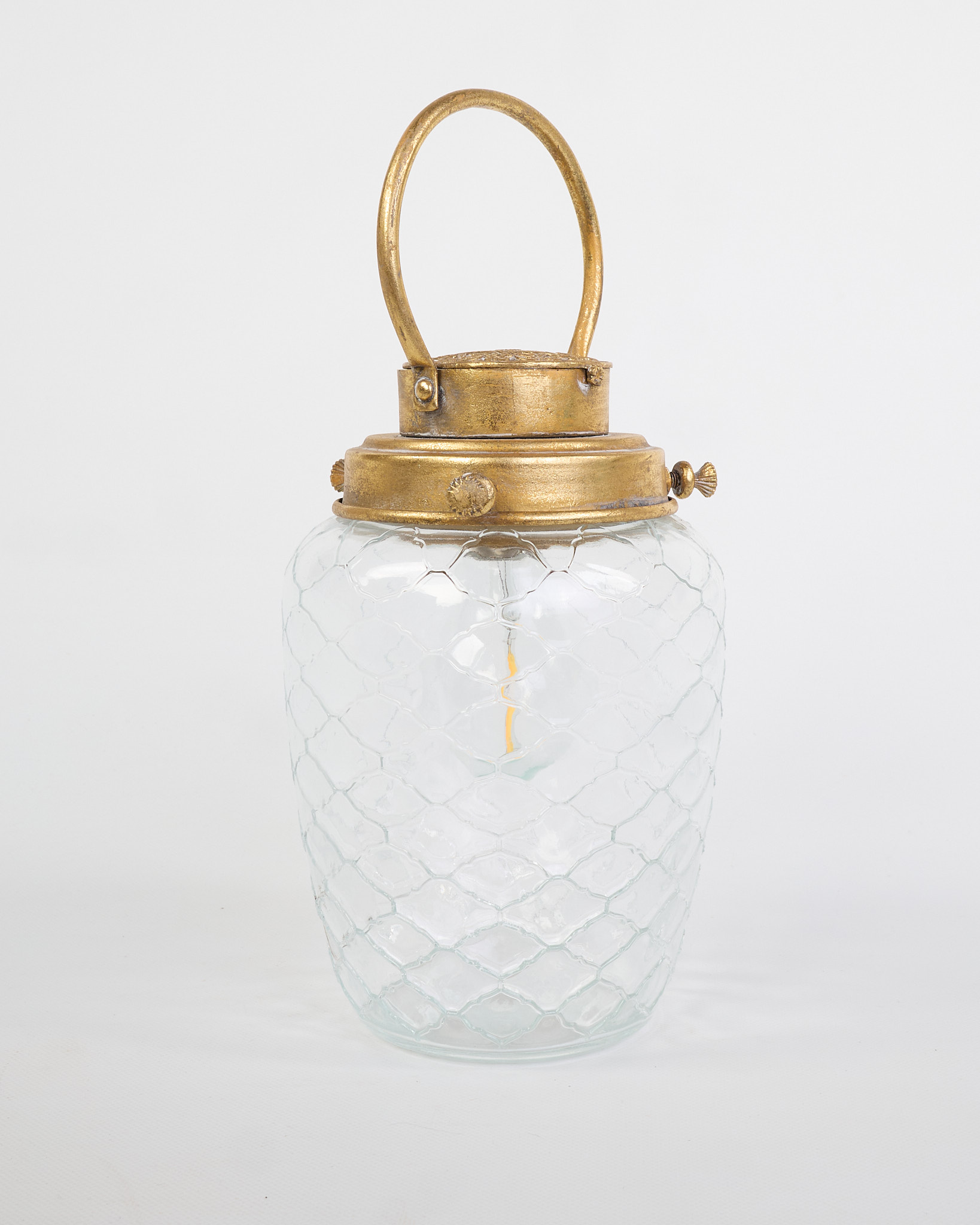 Glass and Metal Lantern with Handle