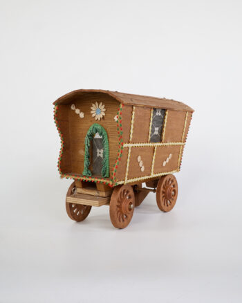 Vintage Wooden Gypsy Caravan Model with Bead Detailing