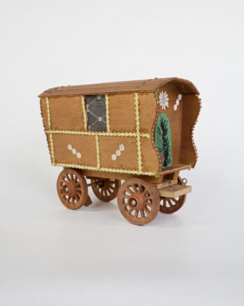 Vintage Wooden Gypsy Caravan Model with Bead Detailing