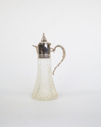 Vintage Glass Water Jug with Silver Plated Handle