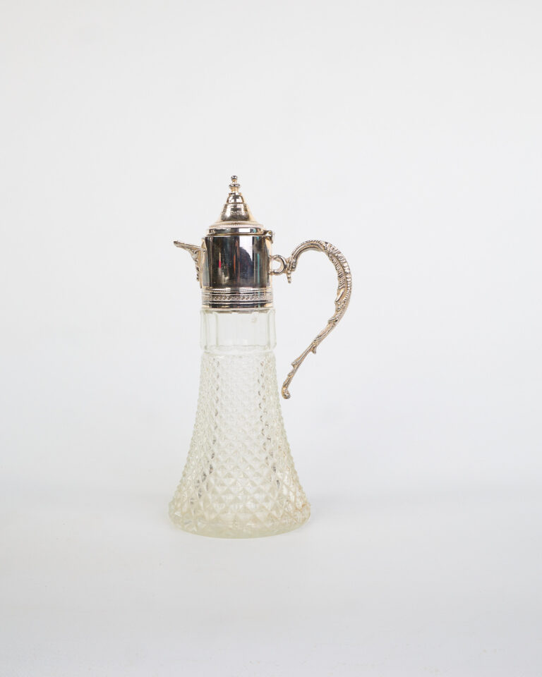 Vintage Glass Water Jug with Silver Plated Handle